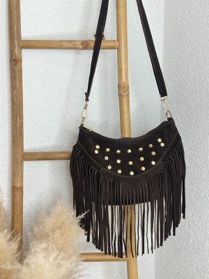 Bolso flecos marrón oscuro