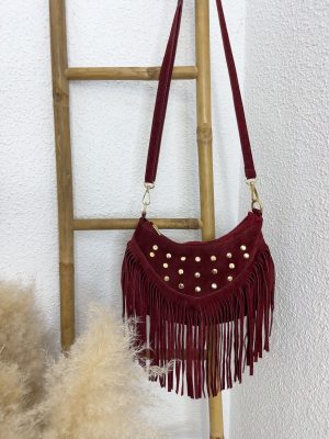 Bolso flecos burdeos