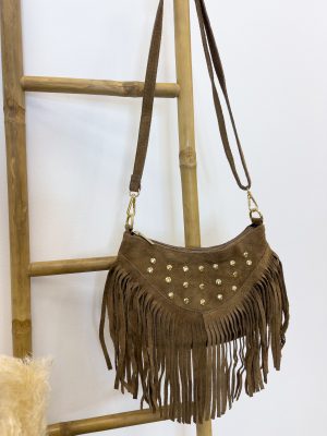 Bolso flecos taupe