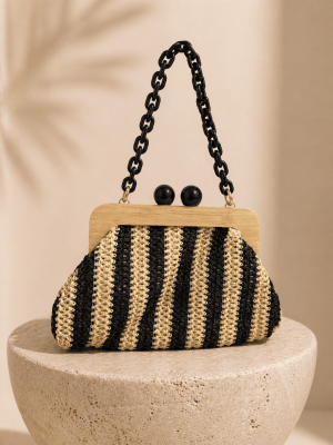 Bolso madera rayas