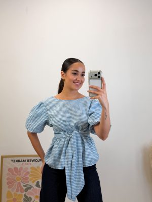 Blusa vichí lazo celeste