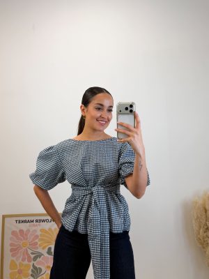 Blusa vichí lazo marino