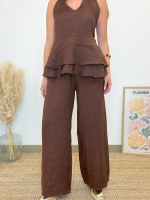 Pantalón marrón lino