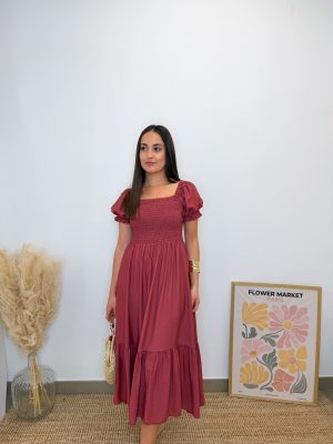 Vestido nido de abeja magenta