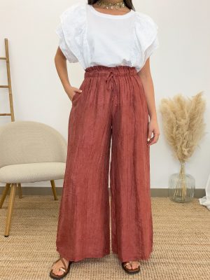 Pantalón terracota bordado