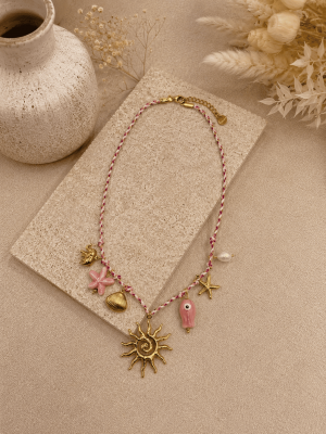 Collar charms rosa