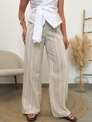 Pantalón lino rayas