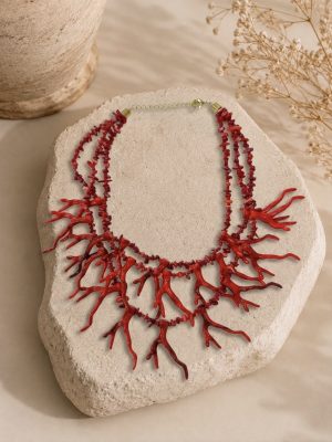 Collar triple corales rojo
