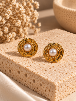 Pendientes circular con perla