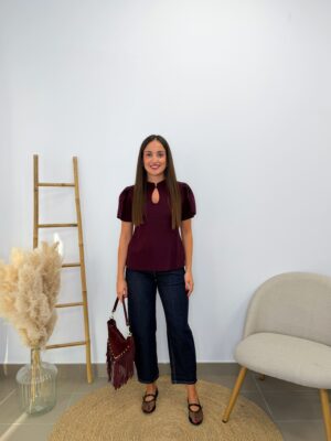 Blusa bergamota burdeos